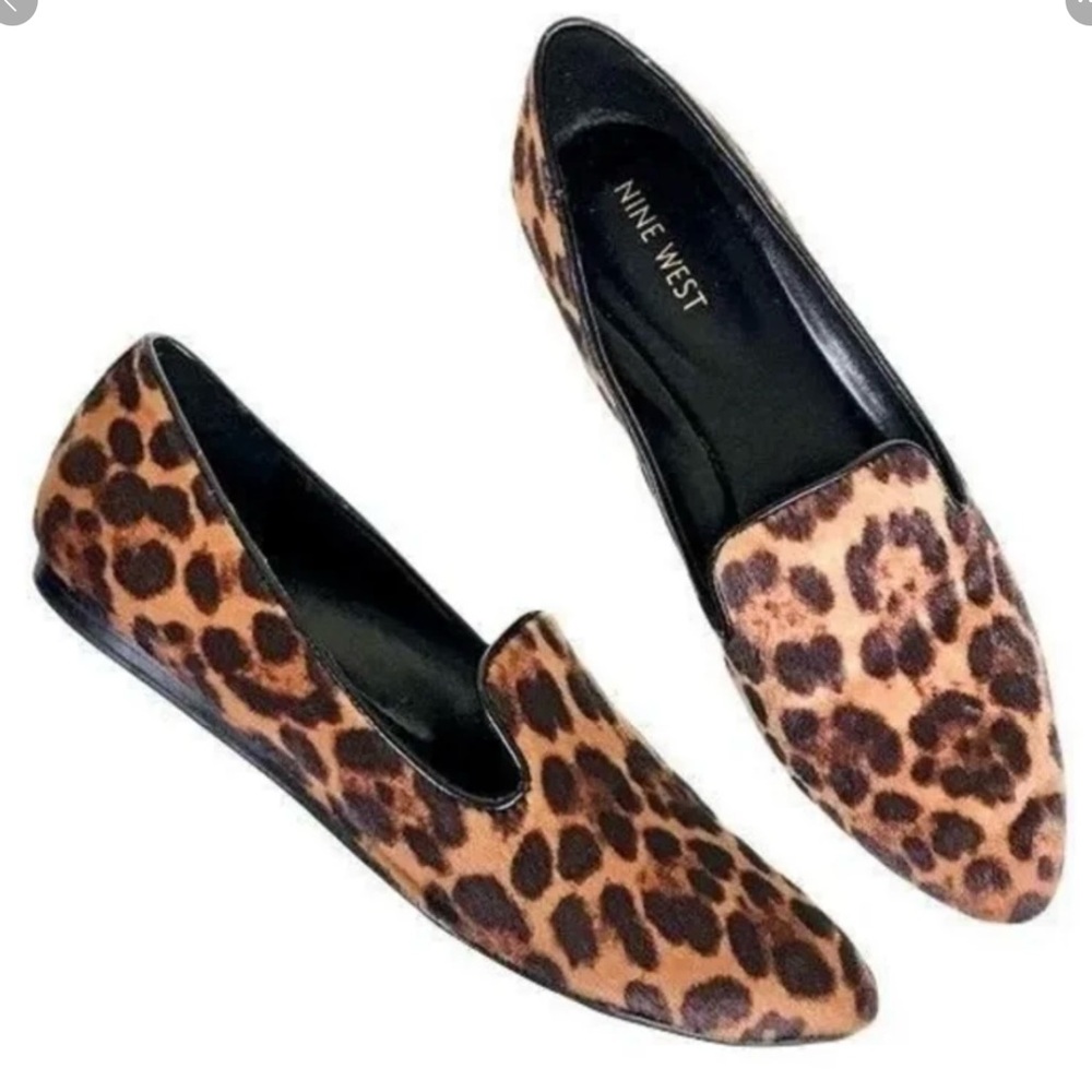 Nine West Haydyn Calf Hair Leopard Loafer Flats 7M